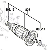 Induit / rotor tronçonneuse à métal GCO 2000 Bosch